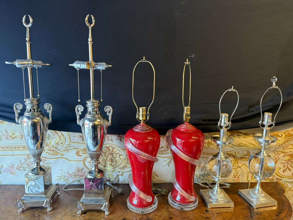 Silver Urn & Murano Lamps